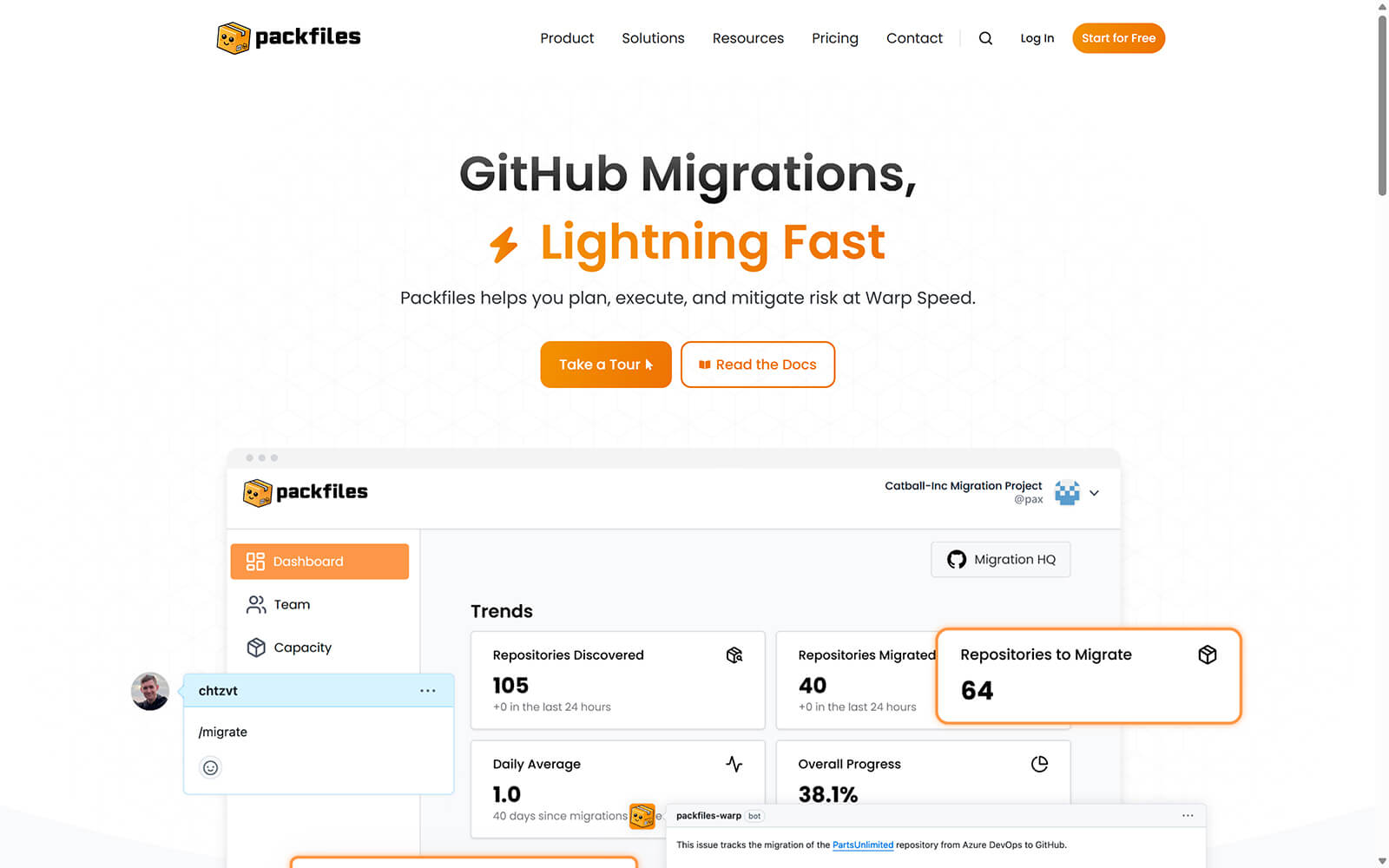 The beautiful packfiles.io website created with Act3 on the HubSpot CMS