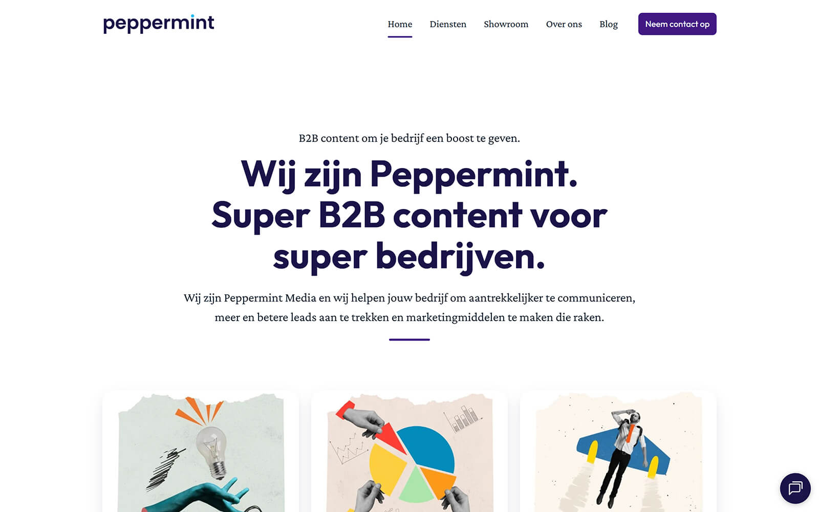 The beautiful peppermintmedia.nl website created with Act3 on the HubSpot CMS