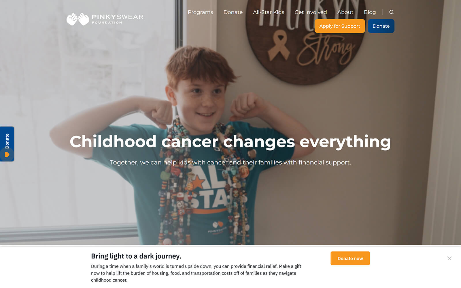 The beautiful pinkyswear.org website created with Act3 on the HubSpot CMS