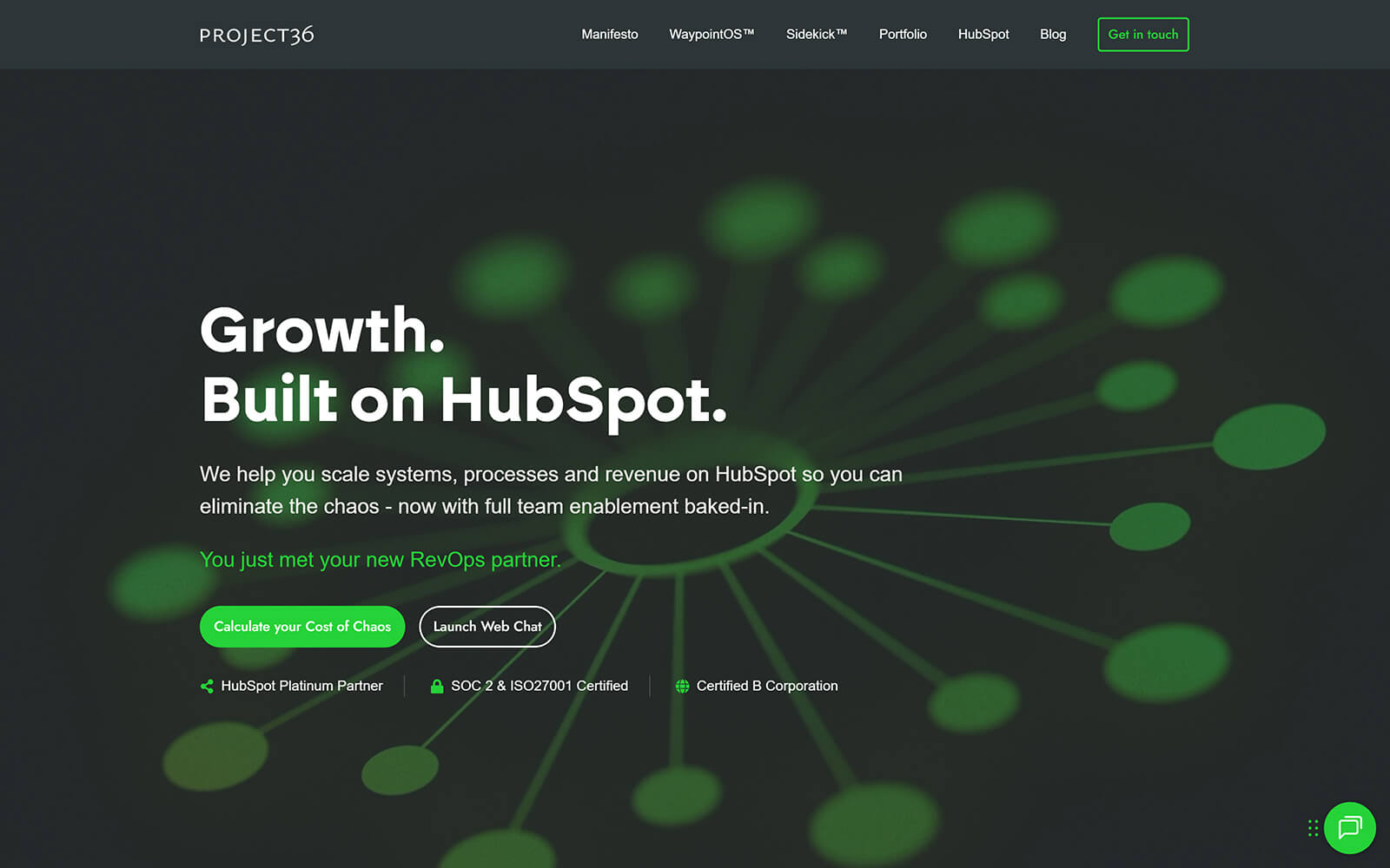 The beautiful project36.io website created with Act3 on the HubSpot CMS