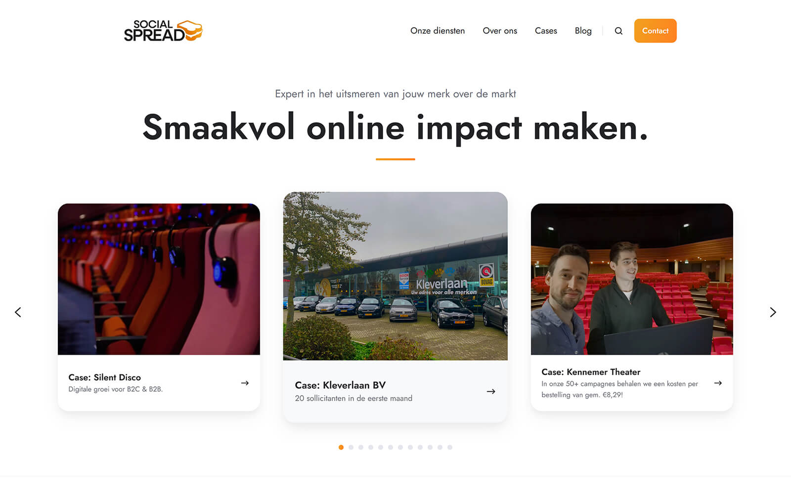 The beautiful socialspread.nl website created with Act3 on the HubSpot CMS