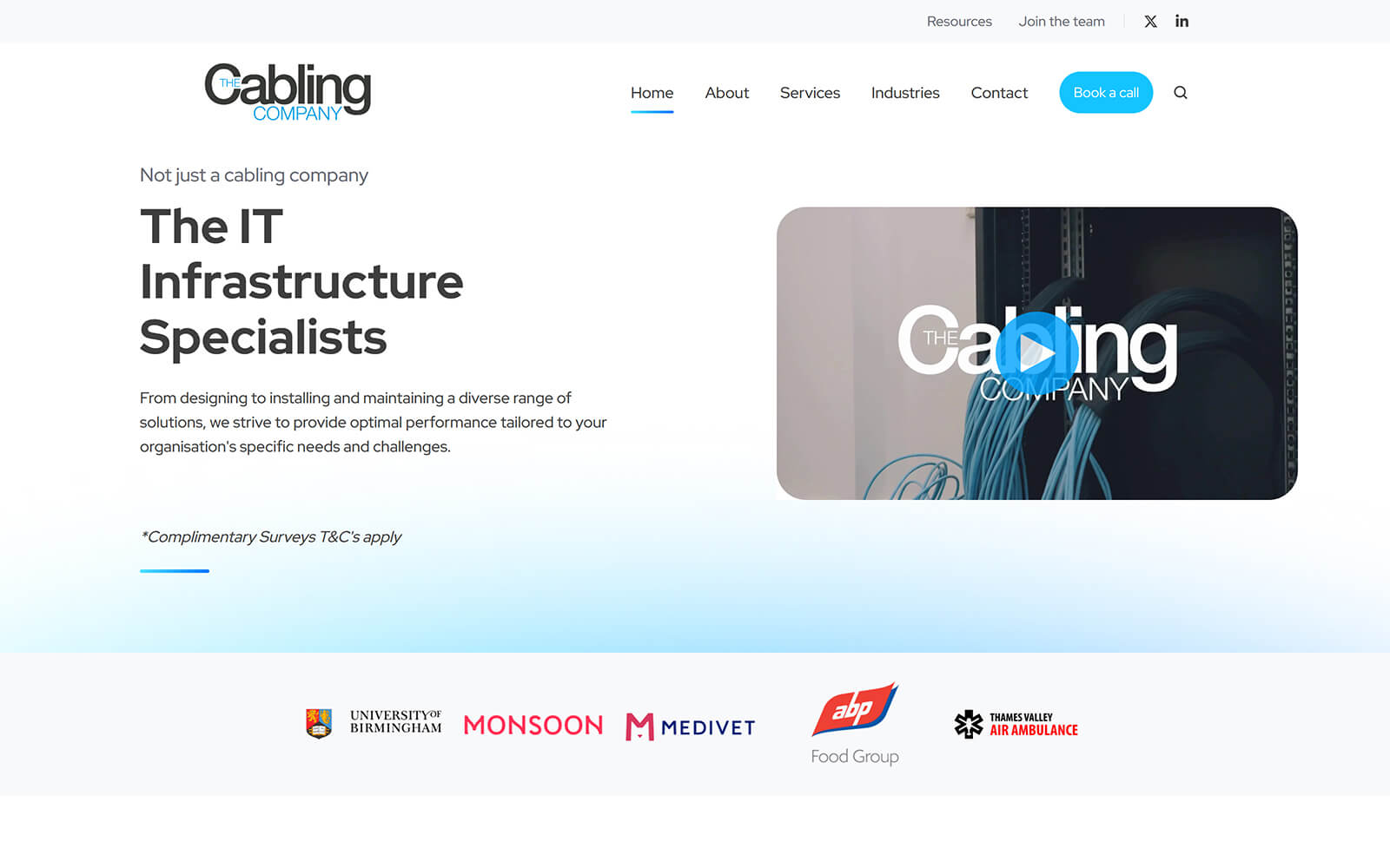 The beautiful thecablingcompany.com website created with Act3 on the HubSpot CMS