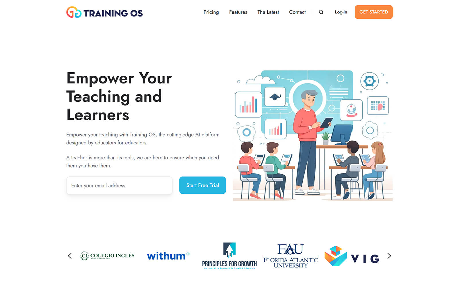 The beautiful trainingos.com website created with Act3 on the HubSpot CMS