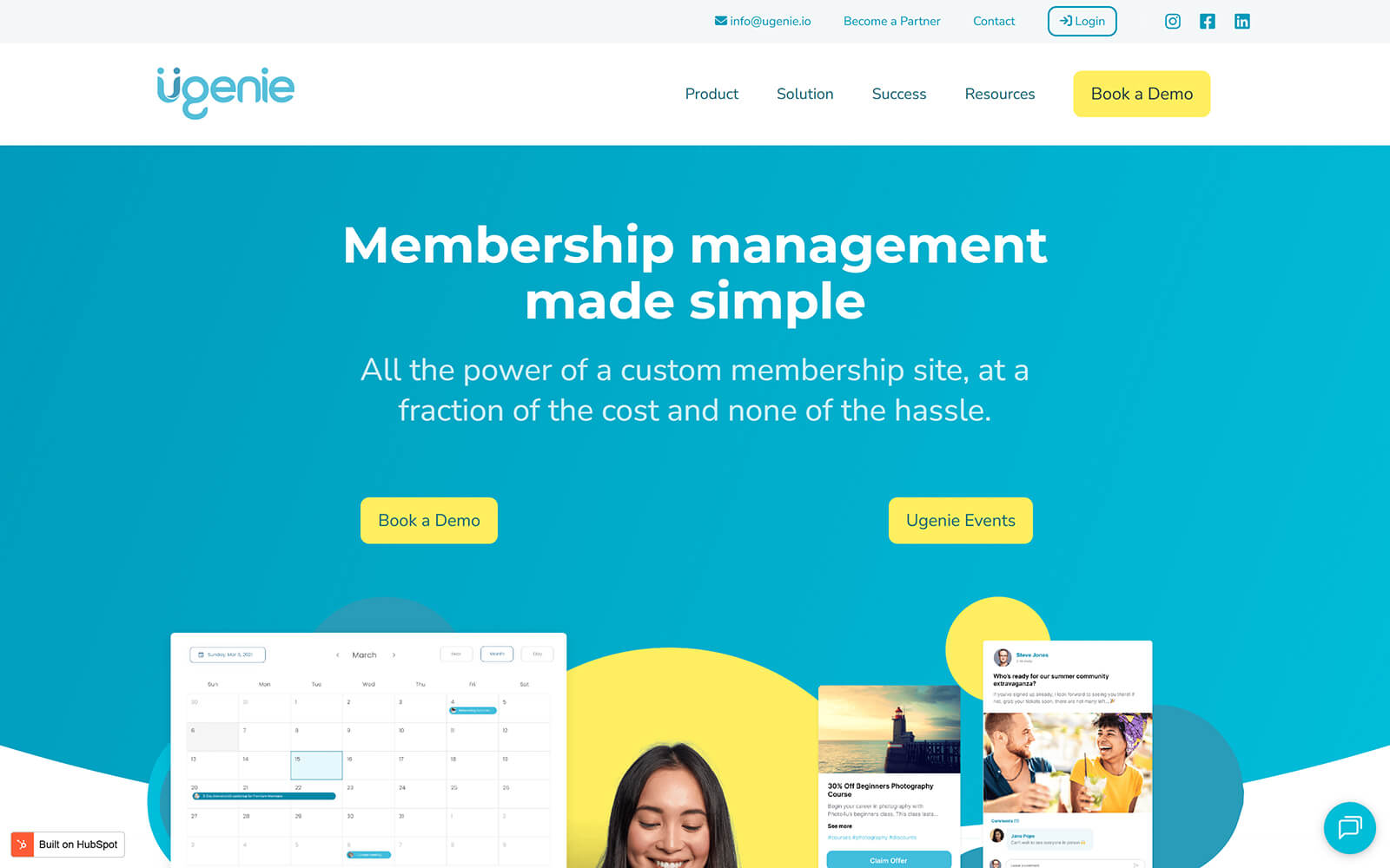 The beautiful ugenie.io website created with Act3 on the HubSpot CMS