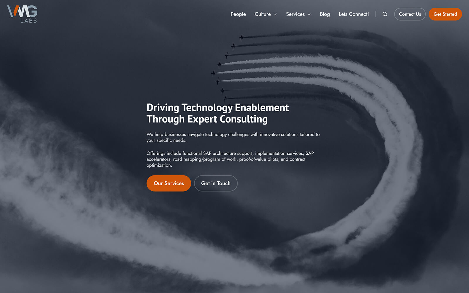 The beautiful vmglabs.com website created with Act3 on the HubSpot CMS