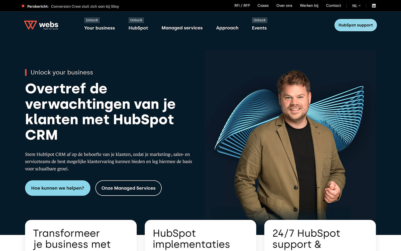 The beautiful webs.nl website created with Act3 on the HubSpot CMS