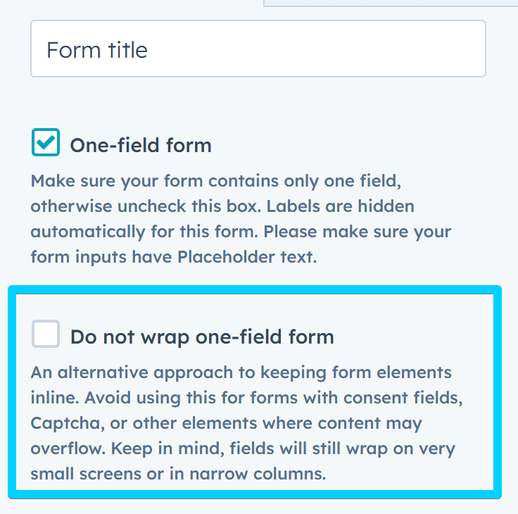 Act3 - Form module - Do not wrap one-field form option