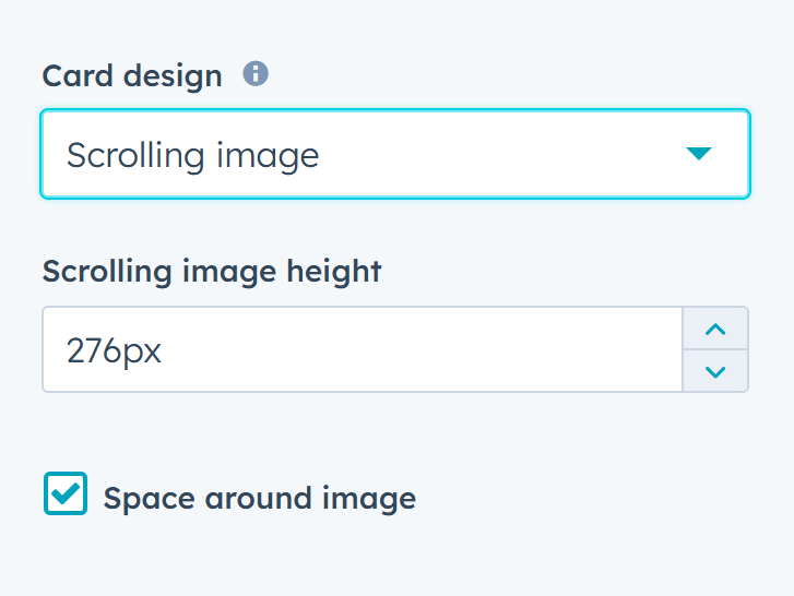 Act3 - Go card module - Scrolling image, space around image options