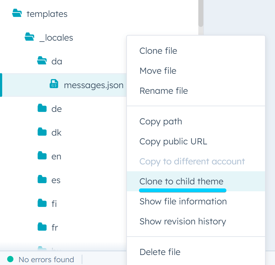 Act3 - Clone messages.json to child theme to translate system and membership  page templates