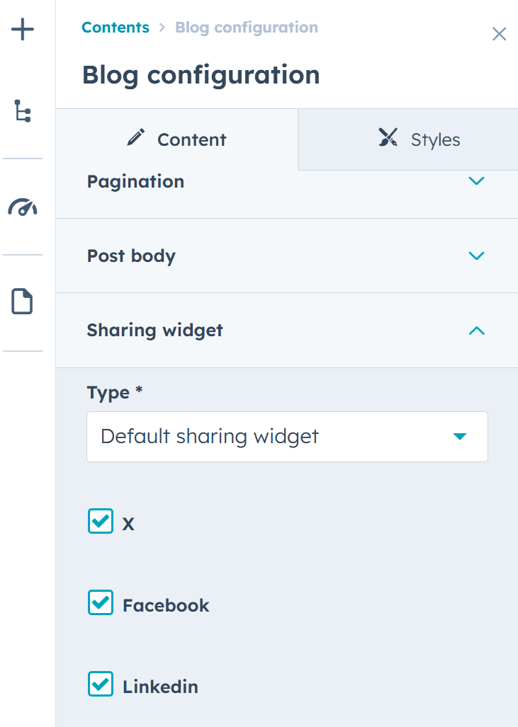Blog > default sharing widget > select icons