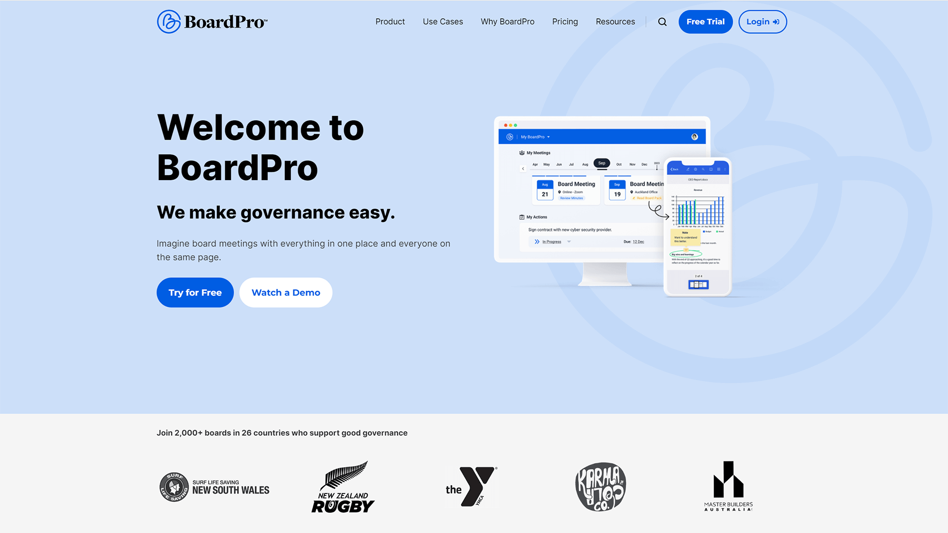 The beautiful boardpro.com website created with Act3 on the HubSpot CMS