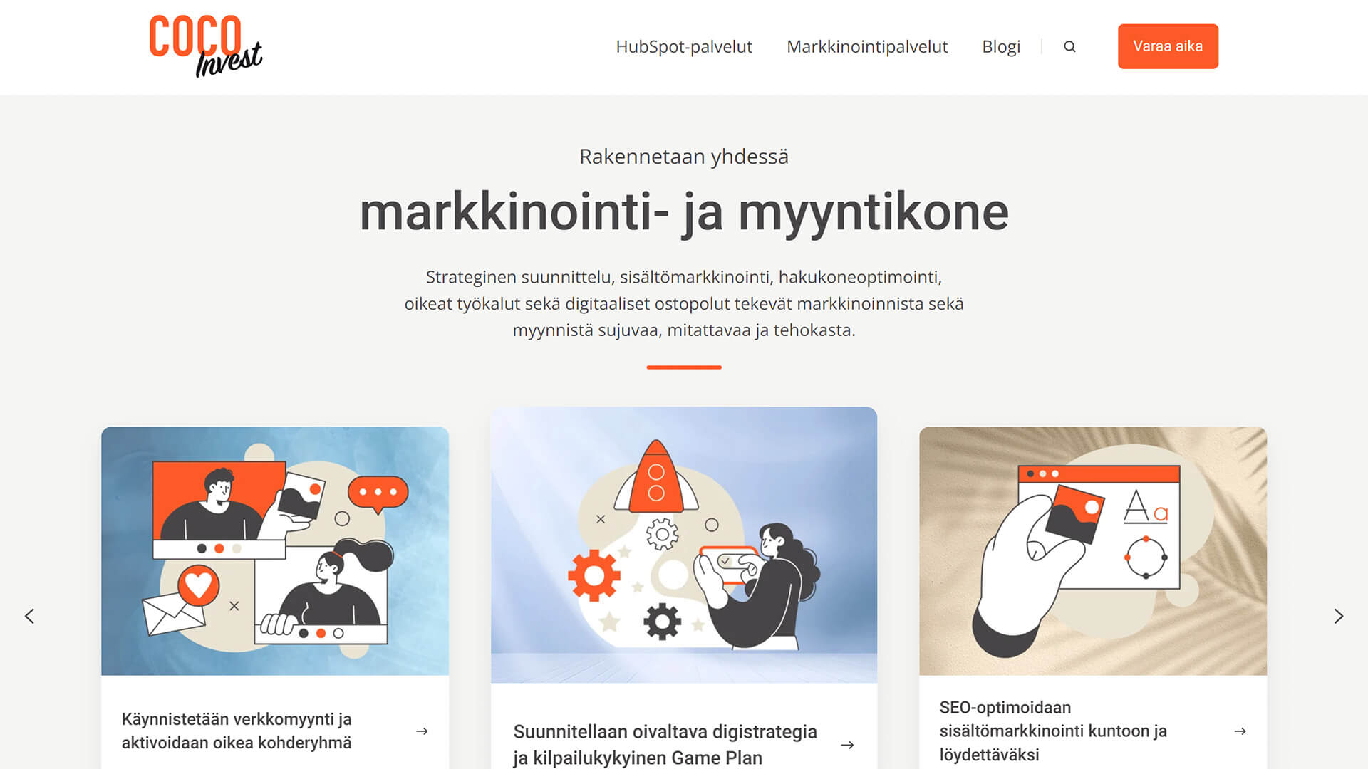 The beautiful cocoinvest.fi website created with Act3 on the HubSpot CMS