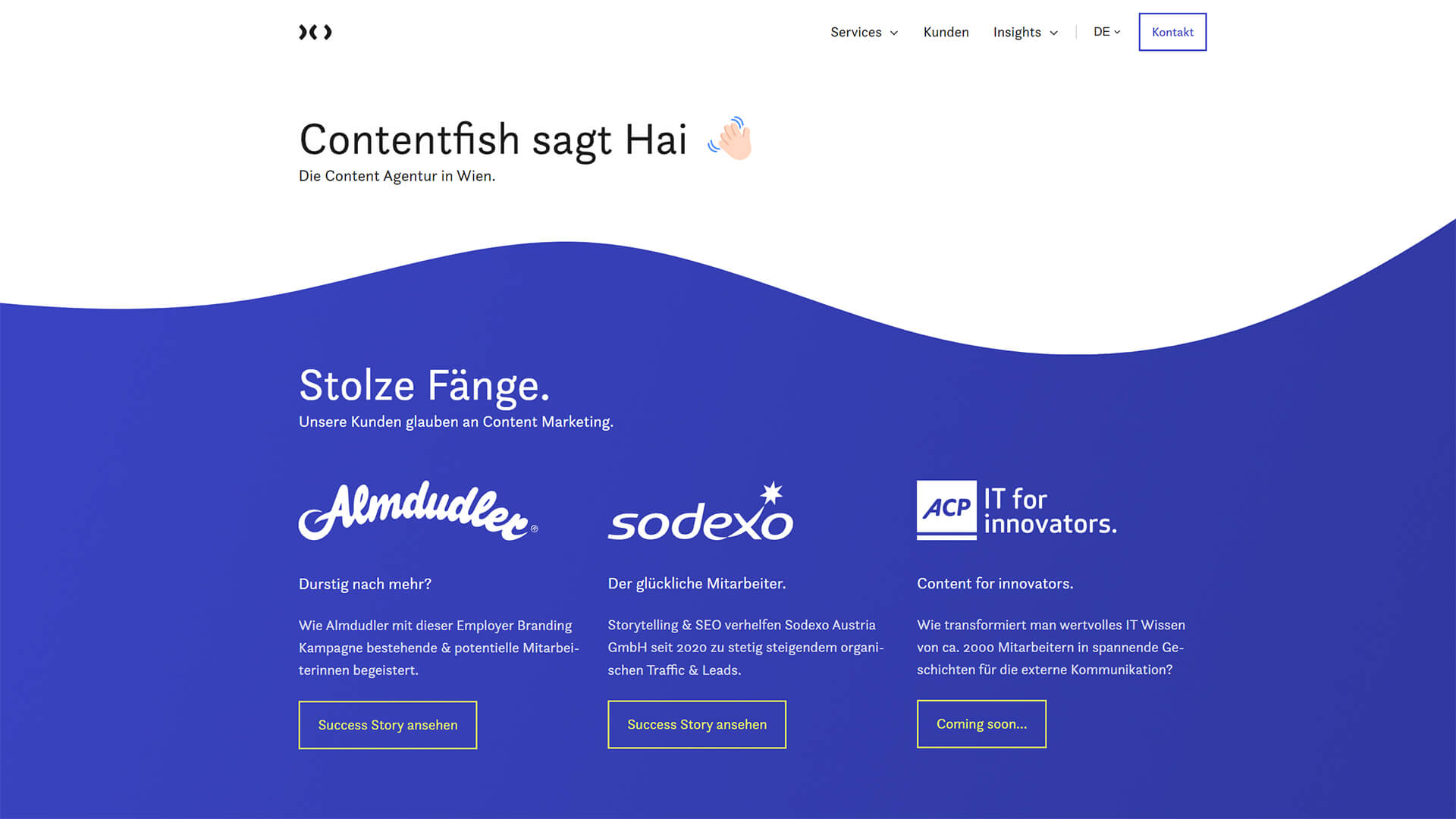The beautiful contentfish.com website created with Act3 on the HubSpot CMS
