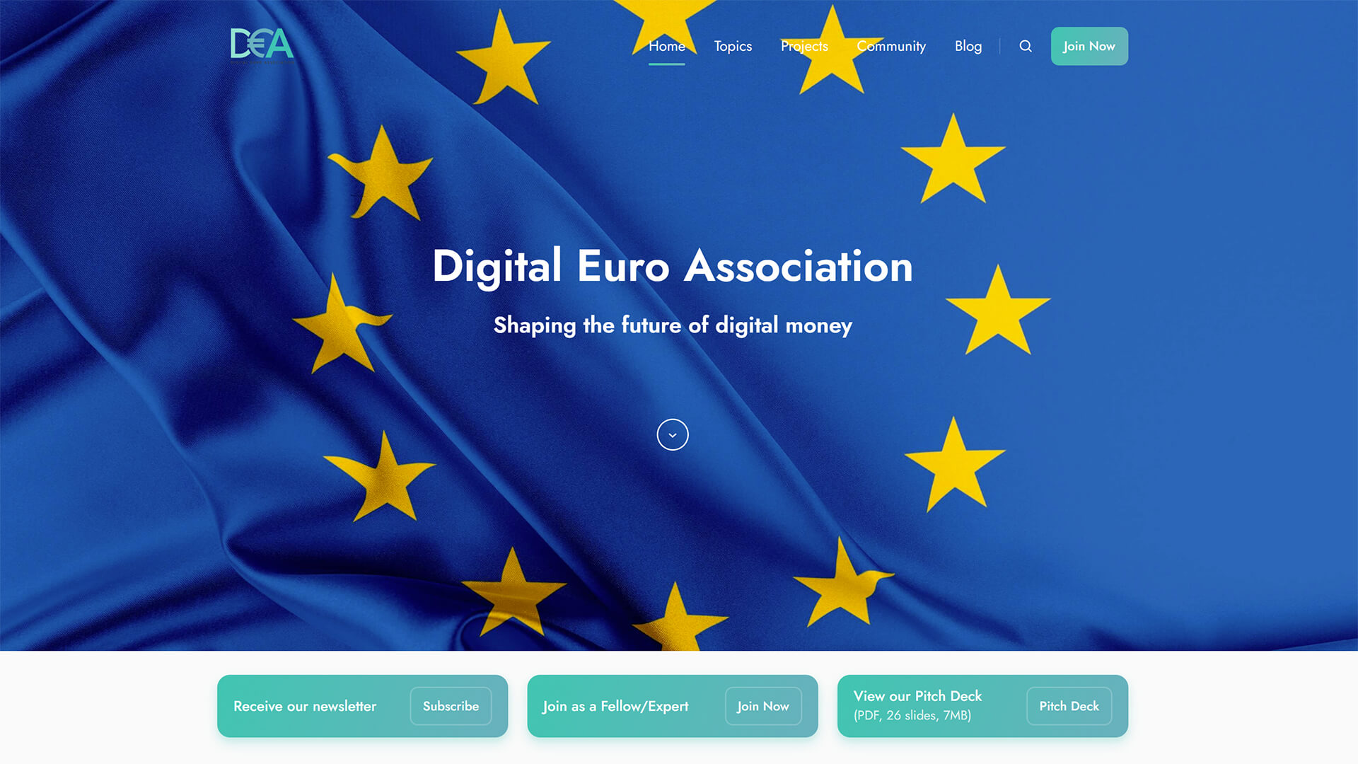The beautiful home.digital-euro-association.de website created with Act3 on the HubSpot CMS
