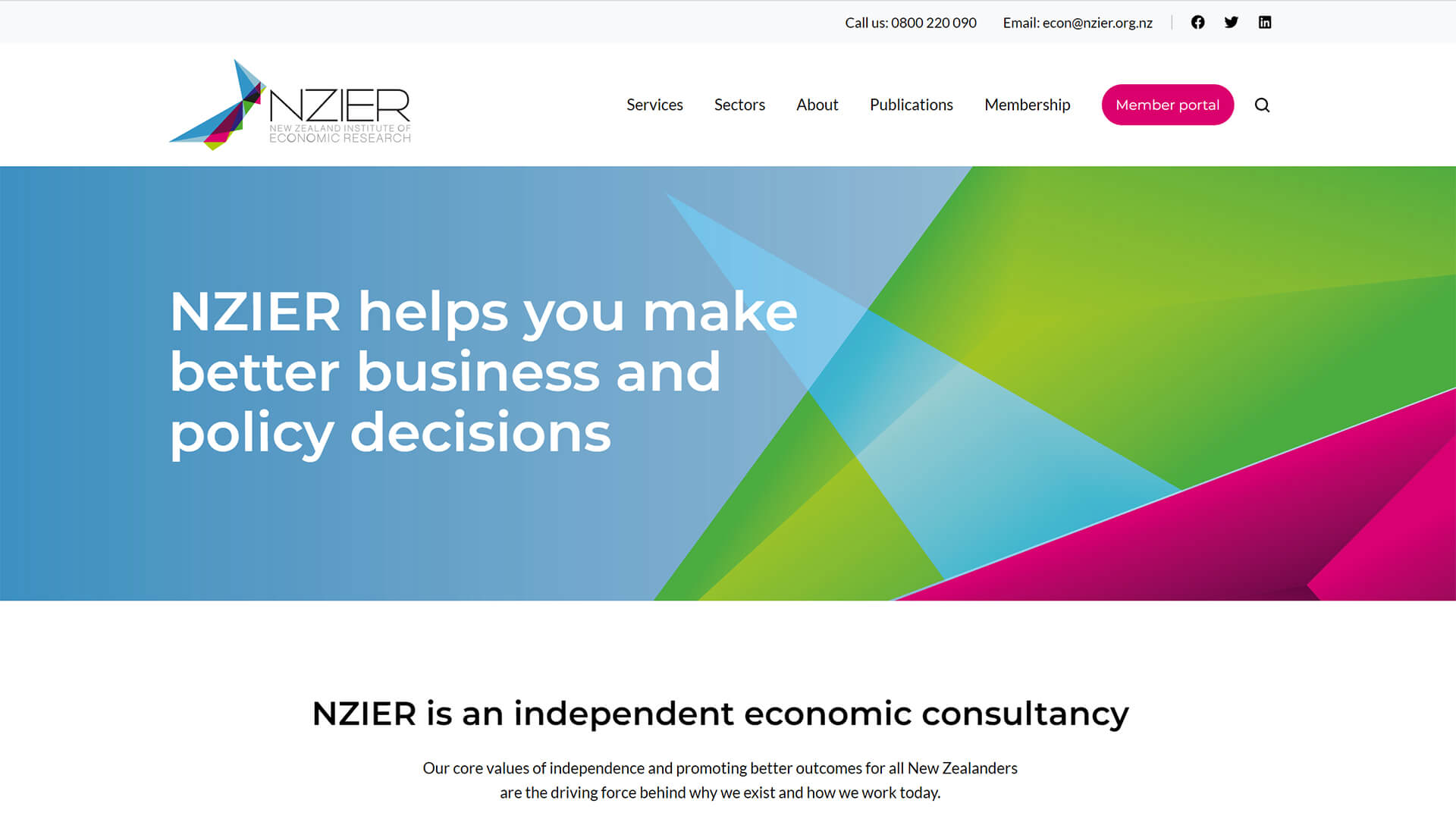 The beautiful nzier.org.nz website created with Act3 on the HubSpot CMS