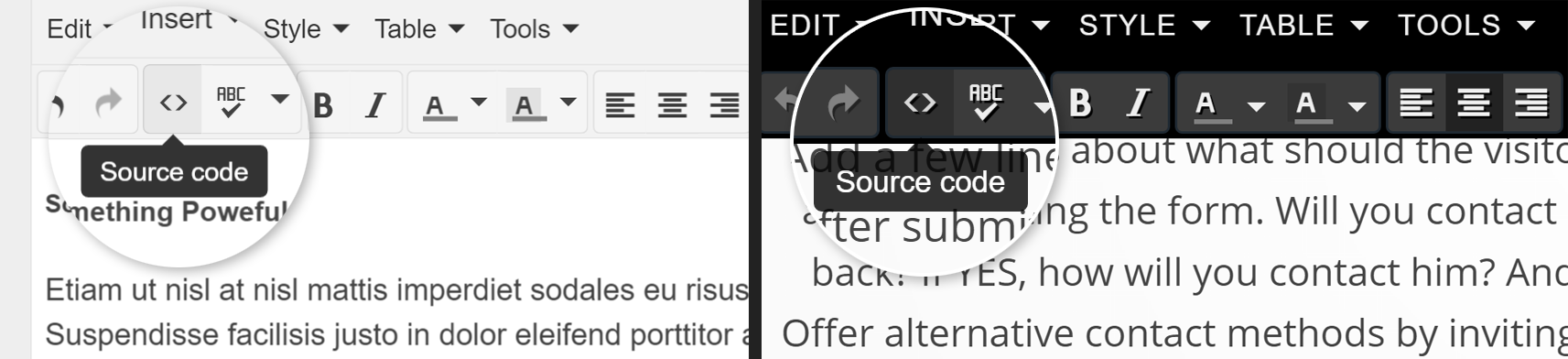 Rich Text Source Code Button