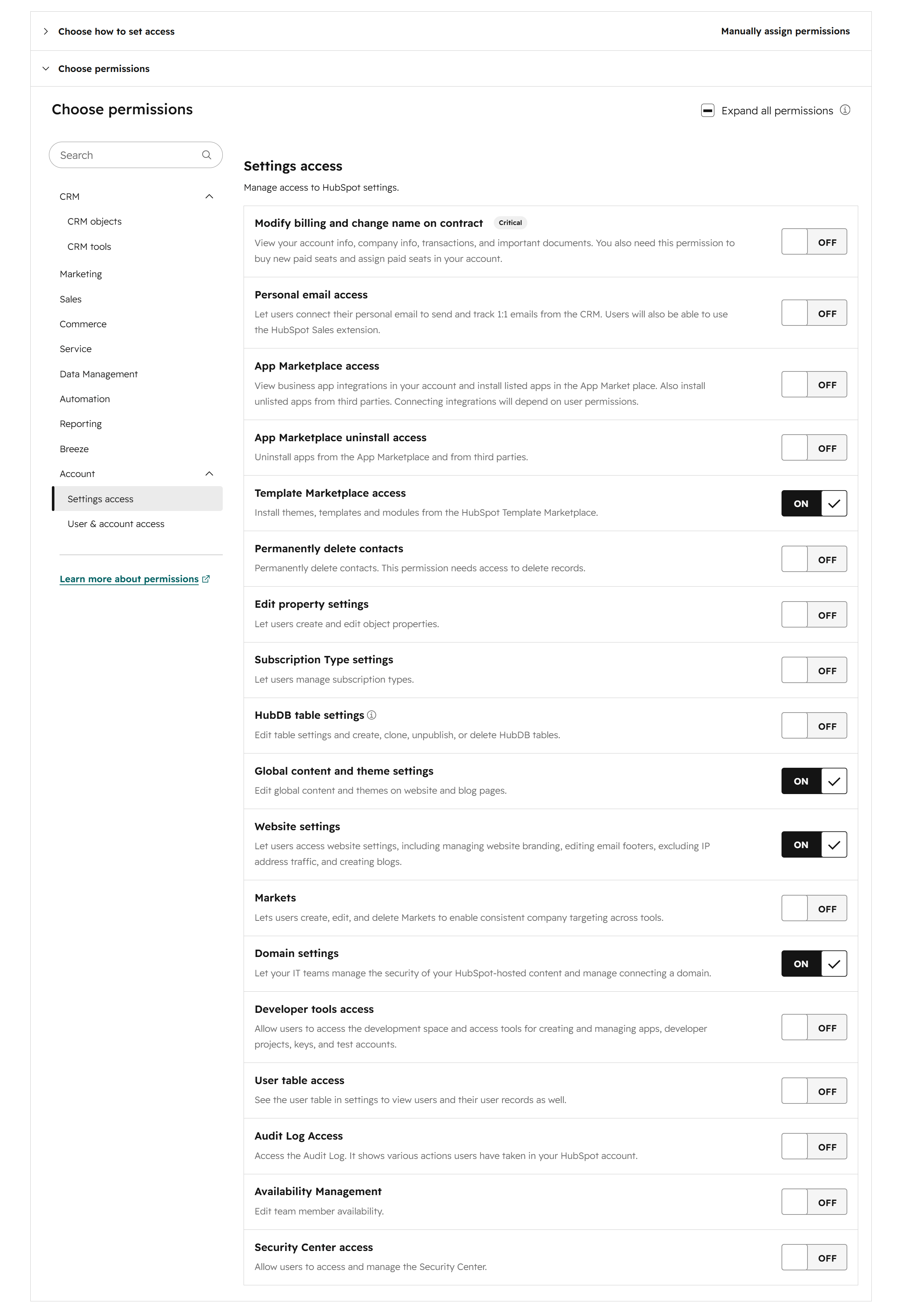 HubSpot User Permissions